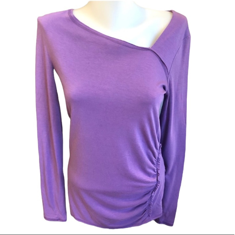 Vintage Athleta Asymmetric Neck Long Sleeve Top purple S/879648 size S